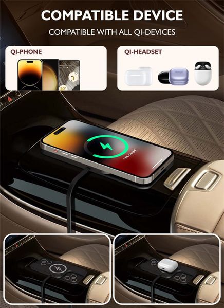 copy_Силиконовый коврик в авто с беспроводной зарядкой QINETIQ Car Wireless Pad A1 15W (New Design) 12070 фото