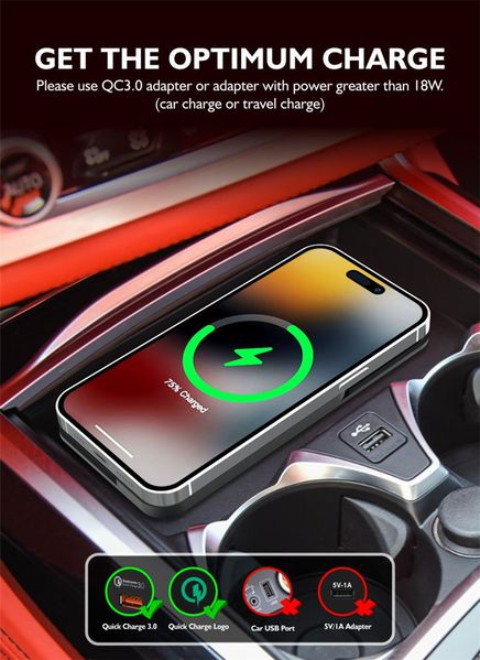 copy_Силіконовий килимок в авто з швидкою бездротовою зарядкою QINETIQ Car Wireless Pad A1 15W 12070 фото