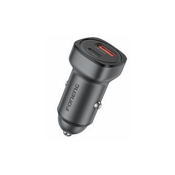 Автомобільна зарядка Foneng C23 USB-A + USB-C 30W в прикурювач, цинковий сплав 81324 фото