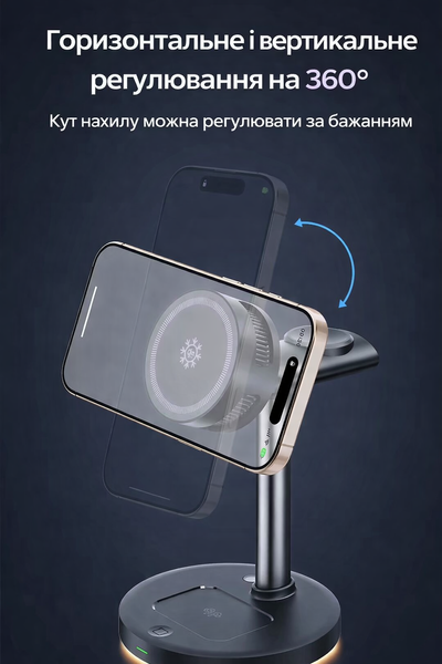 Бездротова зарядна станція Qi 2.2 25 Вт магнітна док-станція 3 в 1 Magsafe бездротова зарядка для Apple iPhone 16 17 Pro ProMax Watch 3 10 Ultra та Samsung S Note Fold Galaxy Bads Watch сумісна швидка зарядка 22425 фото