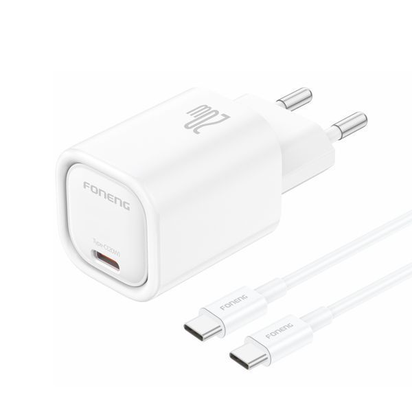 Зарядный адаптер питания FONENG EU69 GaN PD 20W quick USB Type-c, Белый