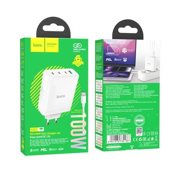 Сетевое зарядное устройство Hoco N31 Leader GAN PD 100W/QC 22.5W Type-C to Type-C зарядка для телефона