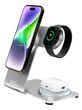 Магнитная беспроводная зарядная док станция 3 в 1 23W с MagSafe S36 для iPhone 12 17 Apple Watch AirPods алюминиевая для смартфонов с креплением магсейф 21561 фото