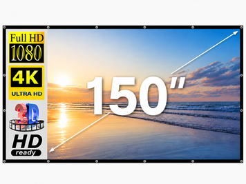 Екран для проектора 150" дюйми BIOSCOPE Touch 16:9 настінний портативний Стрейчева тканина біла в комплекті кріплення для дома та вулиці універсальний екран для проектора