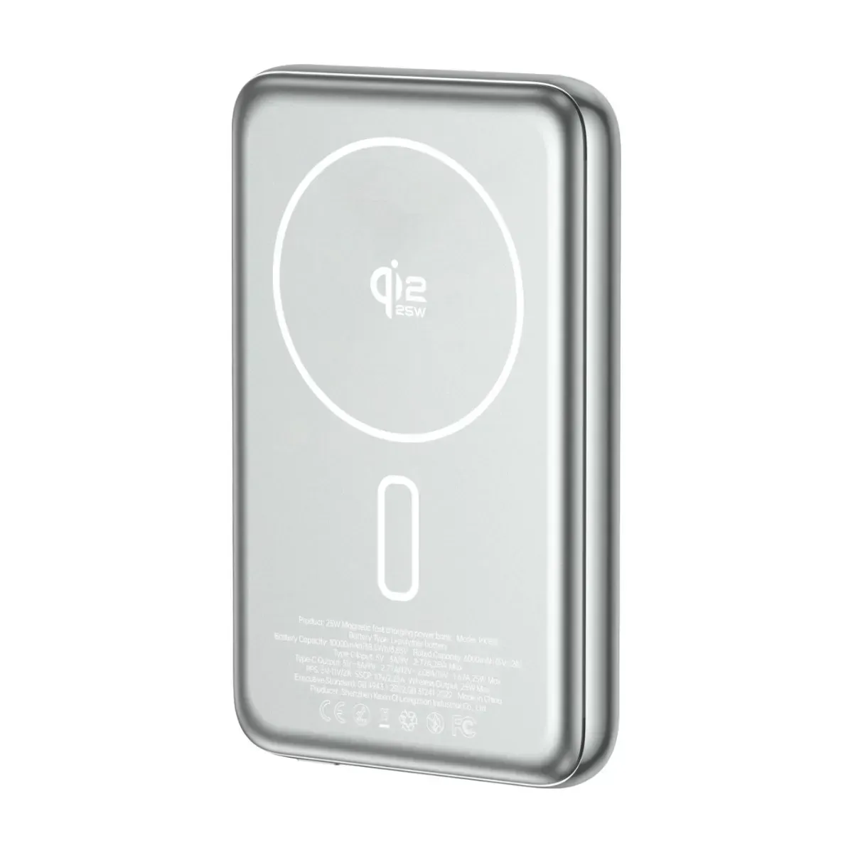 Магнітний повербанк Foneng PX158 10000 mAh Qi2.2 25W MagSafe з металевим корпусом, сірий