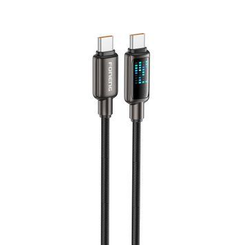 Кабель для зарядки Foneng X117 Type-C на Type-C 60 Вт 1.2 м універсальний для смартфонів, призначений для швидкої зарядки iPhone мобільних телефонів павербанків шнури для смартфонів і планшетів, Чорний