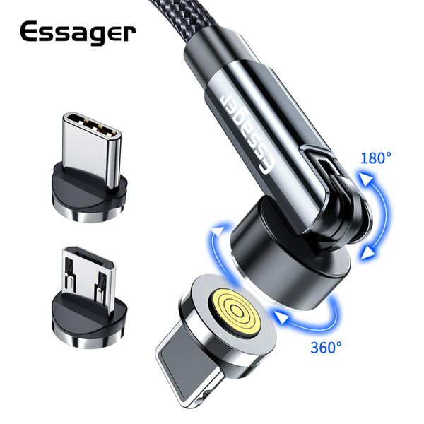 Кабель Essager Universal 540 Ratate 3A Magnetic USB Charging Cable Type-c 1m grey (EXCCXT-WXA0G) Essgr-TC1 фото