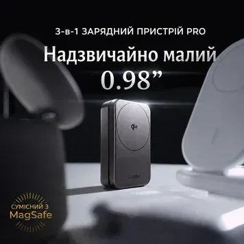 Бездротова зарядна станція LISEN 15 Вт 3 в 1 для iPhone 17-12 Pro Max Apple Watch Samsung S26