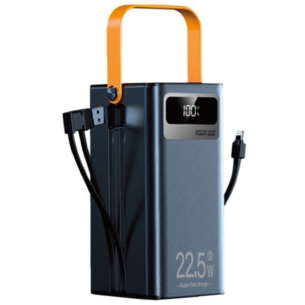 Повербанк 60000 mah 22.5W Qinetiq RQ-60 з LED дисплеєм і швидкою зарядкою PD/QC 5 портів з ліхтариком