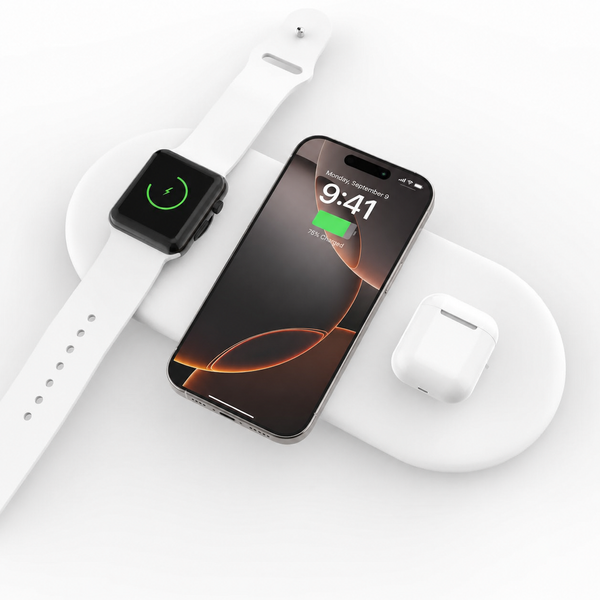 Станція для бездротової зарядки Mr.Top 3 в 1 Wireless Charging Pad Qi 10W універсальна для смартфонів із підтримкою бездротової зарядки Samsung iPhone спеціальна платформа для годинника під оригінальну бездротову зарядку.