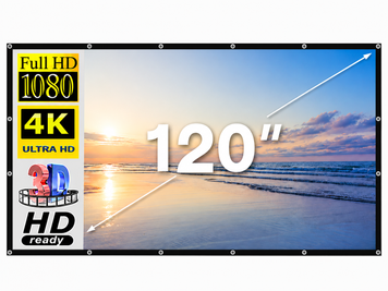 Екран для проектора 120" дюйми BIOSCOPE Touch 16:9 настінний портативний Стрейчева тканина біла в комплекті кріплення для дома та вулиці універсальний екран для проектора