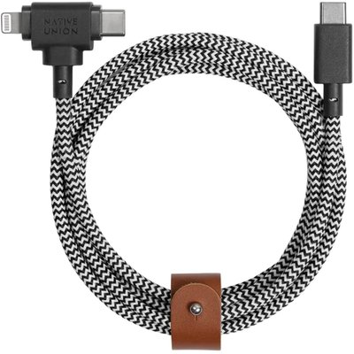 Універсальний кабель для заряджання техніки 1.5 метра Native Union Belt Cable Zebra BELT-CCL-ZEB-NP фото