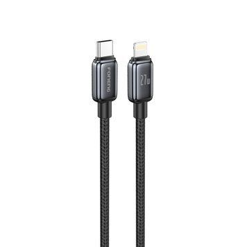Кабель Foneng X119 TypeC Lighting 27W 1.0м швидка зарядка QC3.0 PD плетений для айфону Apple Iphone AirPods, Чорний