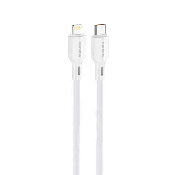 Кабель Foneng XS11 TypeC Lighting 30W 1.0м швидка зарядка QC3.0 PD плетений для айфону Apple Iphone AirPods, Білий