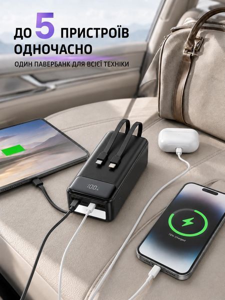 Повербанк Qinetiq RQ-30 Y300 30000 mah 22.5W з LED дисплеєм і швидкою зарядкою PD/QC powerbank для телефону роутера планшета павер банк з ліхтариком