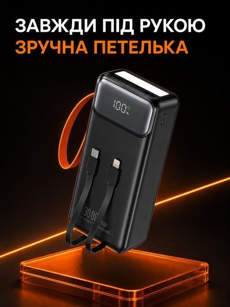 Повербанк Qinetiq RQ-30 Y300 30000 mah 22.5W з LED дисплеєм і швидкою зарядкою PD/QC powerbank для телефону роутера планшета павер банк з ліхтариком