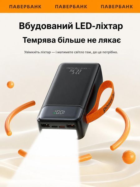 Повербанк Qinetiq RQ-30 Y300 30000 mah 22.5W з LED дисплеєм і швидкою зарядкою PD/QC powerbank для телефону роутера планшета павер банк з ліхтариком
