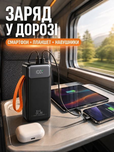 Повербанк Qinetiq RQ-30 Y300 30000 mah 22.5W з LED дисплеєм і швидкою зарядкою PD/QC powerbank для телефону роутера планшета павер банк з ліхтариком