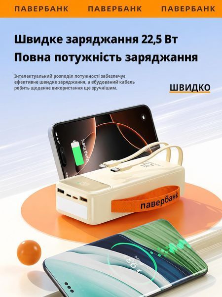 Повербанк Qinetiq RQ-40 Y400 40000 22.5W mah 22.5W з LED дисплеєм і швидкою зарядкою PD/QC powerbank для телефону роутера планшета павер банк з ліхтариком, Чорний