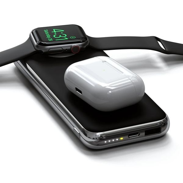 Бездротовий повербанк, зарядка для смартфонів та годинників Apple iPhone/iWatch/AirPods Satechi 10 000 mAh Gray ST-UC10WPBM фото