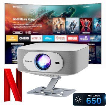 Смарт-проектор Salange P92Max Netflix сертифицированный Full HD 1080P поддержка 4K домашний кинотеатр для дома и офиса с автофокусом Android 11