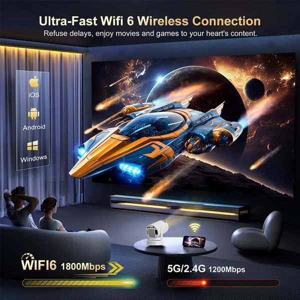 Смарт проектор Android 280 ANSI HD 720P підтримка 4K wi-fi 6 Bluetooth Salange Home series Ultra портативний міні-проектор для дому і офісу домашній кінотеатр для фільмів і презентацій HDMI USB 180&deg; поворот + сумка в подарунок