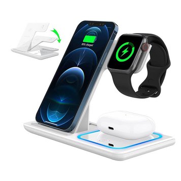 Складна станція бездротової зарядки 3 в 1 15W XO WD05 для iPhone/iWatch/AirPods 22102 фото