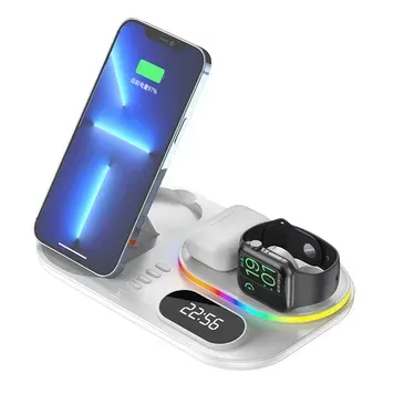 Док-станция 4 в 1 QINETIQ A6 30W с RGB-часами для Apple