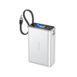Повербанк Foneng PX132 20000 mAh 65W для ноутбука з LED дисплеєм і швидким заряджанням USB-C порт вбудований кабель Type-C універсальний потужний портативний повер банк 20 000 power bank павербанк для телефона iPhone Samsung роутера планшета, Сріблястий, Сріблястий