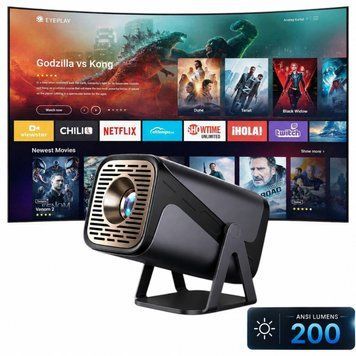 Смарт проектор Android 200 ANSI HD 720P підтримка 4K wi-fi 6 Bluetooth Salange Home series Ultra портативний міні-проектор для дому і офісу домашній кінотеатр для фільмів і презентацій HDMI USB 180&deg; поворот