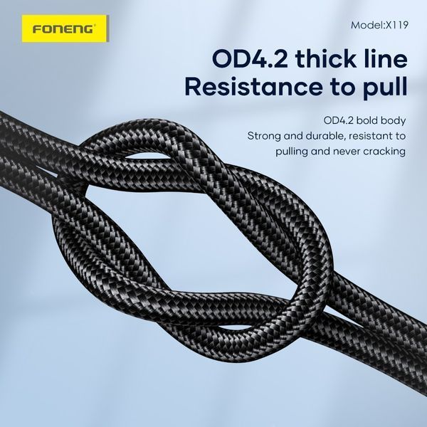Кабель Foneng X119 USB-C &mdash; USB-C 100 Вт 1 м 84172 фото