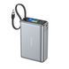 Повербанк Foneng PX132 20000 mAh 65W для ноутбука з LED дисплеєм і швидким заряджанням USB-C порт вбудований кабель Type-C універсальний потужний портативний повер банк 20 000 power bank павербанк для телефона iPhone Samsung роутера планшета, Сірий, Сірий