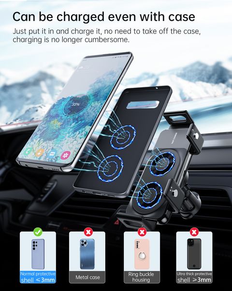 Автодержатель с беспроводной зарядкой QinetiQ QN-20 for Samsun (Fold-Flip-S24) iPhone 12-15 (Pro Max) 11100 фото