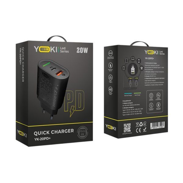 Зарядное устройство Yoki Led Series YK-20PD+QC 20W Черный