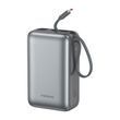 Повербанк 30000 mAh 65W для ноутбука Foneng PX128 с LED дисплеем и быстрой зарядкой USB-C порт встроенный кабель Type-C универсальный мощный портативный повербанк 30 000 power bank павербанк для телефона iPhone Samsung роутера планшета, Сірий, Сірий