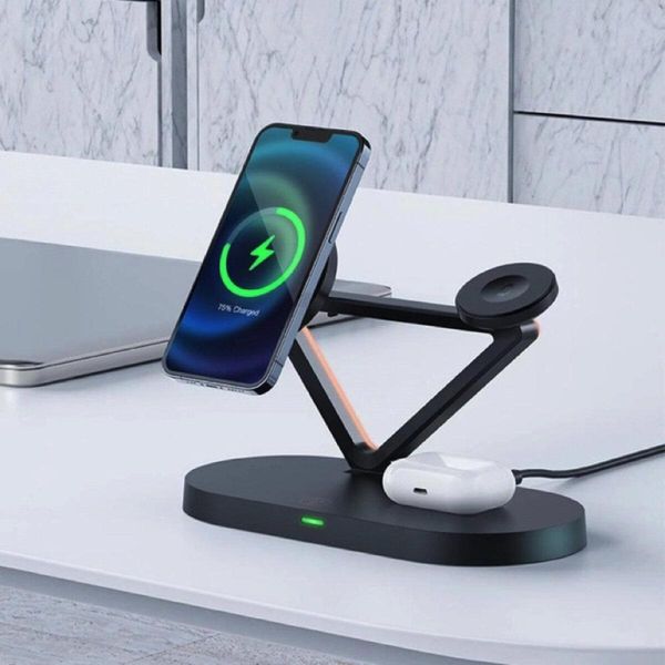 Бездротовий зарядний пристрій ACEFAST E9 desktop 3-in-1 wireless charging holder Black