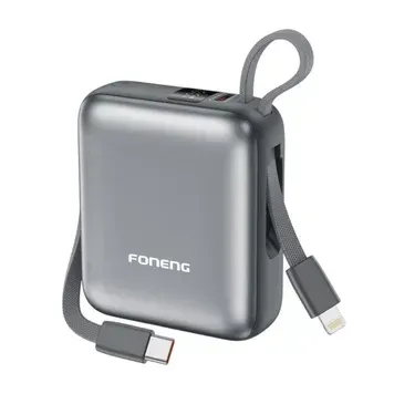 Повербанк Foneng PX115 10000 mAh 22.5W с кабелями Type-C и Lightning