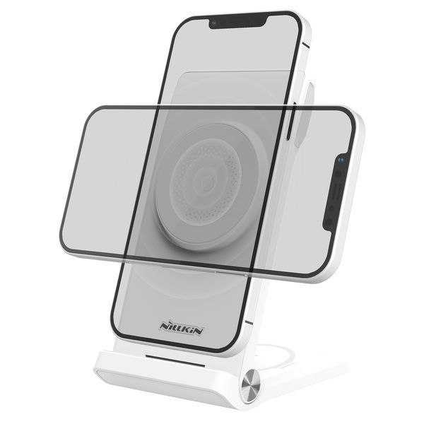 Бездротова зарядна док станція 3 в 1 Nillkin Magsafe PowerTrio 3-in-1 для смартфона Samsung годинника Galaxy Watch та навушників Galaxy Buds Note S Fold Flip 22121 фото