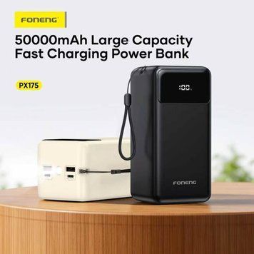 Повербанк Foneng PX175 50000 mAh 22.5W з LED-дисплеєм і ліхтариком