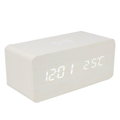 Бездротова зарядка з LED-годинником Wood-clock QINETIQ 1000 10W 31012 фото