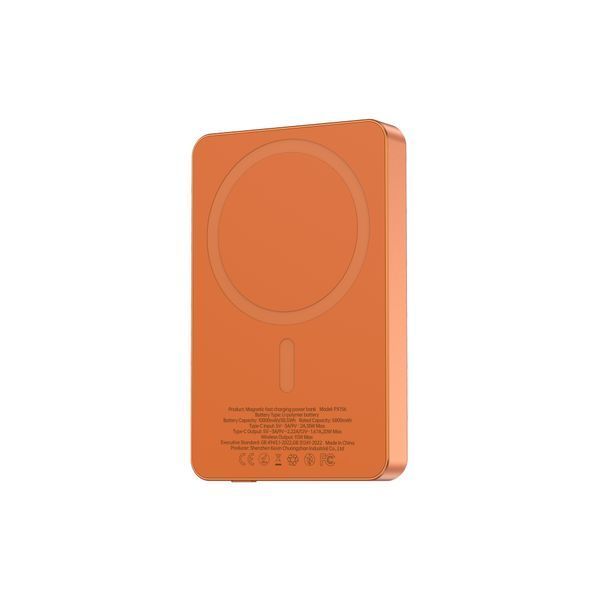 Магнитный беспроводной повербанк Foneng PX155 5000mAh MagSafe Power Bank Orange павербанк с быстрой зарядкой USB компактный магсейф павербанк магнитная беспроводная зарядка универсальный портативный аккумулятор для iPhone 12 13 14 15 16 17 Pro Max 54222 фото