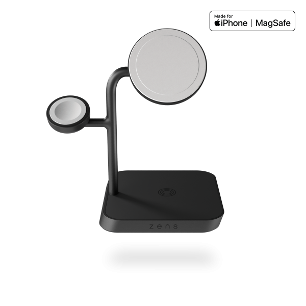 Бездротова зарядка magsafe док станція 4 в 1 43W Zens wireless charging station для Apple iPhone 12-15 Apple watch Airpods із зарядним блоком 65W преміум Qi certified ZEAPDC01/00 фото