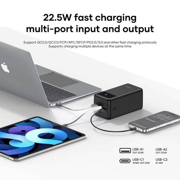 Повербанк Foneng PX175 50000 mAh 22.5W з LED-дисплеєм і ліхтариком