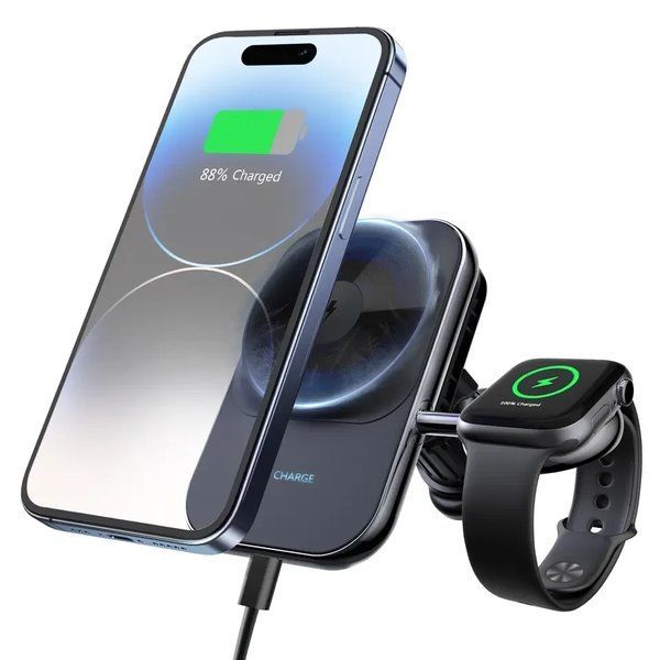 Автотримач із бездротовою магнітною зарядкою 2 в 1 MagSafe S15 15 Вт для iPhone і Apple Watch