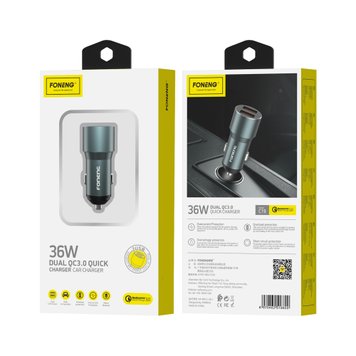 Автомобільний зарядний пристрій FONENG C19 USB-A 2-Port Car Charger 36W 81310 фото