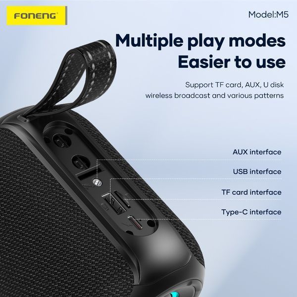 Bluetooth-колонка Foneng M5 8W 1200 mAh з підсвіткою і FM-радіо