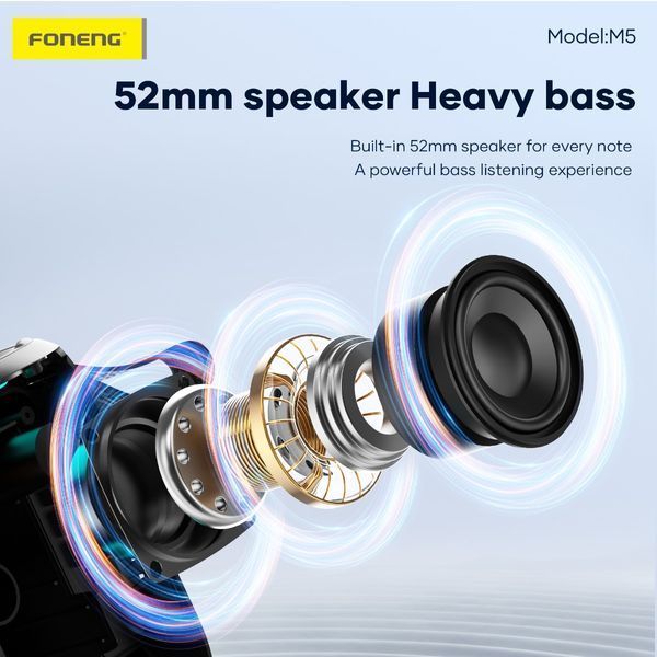 Bluetooth-колонка Foneng M5 8W 1200 mAh з підсвіткою і FM-радіо