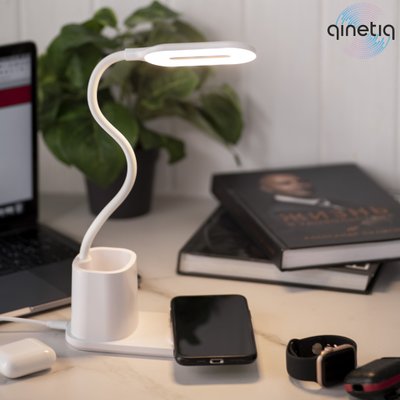 Настільний LED світильник з пеналом і Бездротовою зарядкою 10W LED Desk Lamp Qi LED Desk Lamp HT-12 32040 фото
