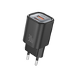 Зарядний адаптер Foneng EU71 GaN 30Вт &mdash; PD/QC, USB-A + Type-C, PPS, компактний блок живлення, Чорний