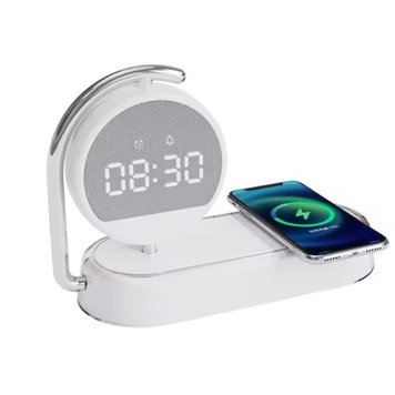 Станция беспроводной зарядки с часами и светильником LED QinetiQ QN-01 15W Samsung iPhone 31074 фото